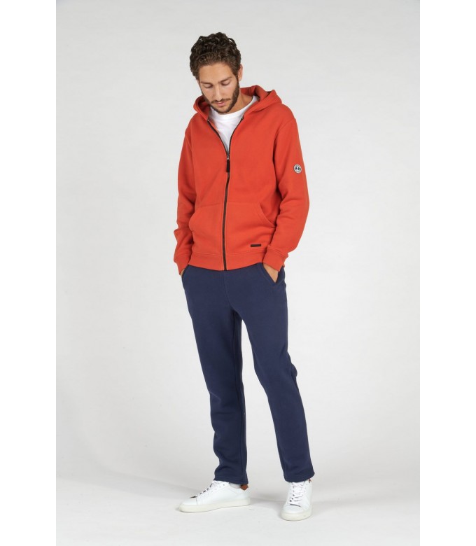 CORK ZIPPED HOODED SWEATSHIRT ORANGE