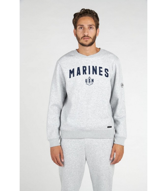 SAMY SWEATSHIRT COL ROND GRIS MARINES