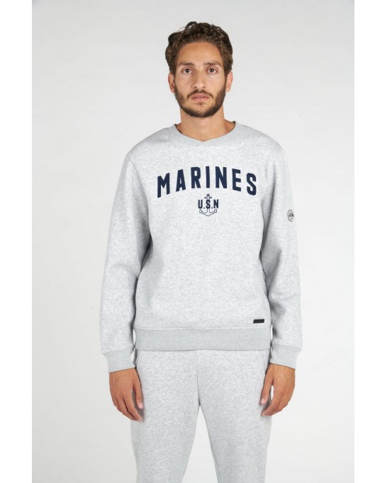 SAMY SWEATSHIRT COL ROND GRIS MARINES