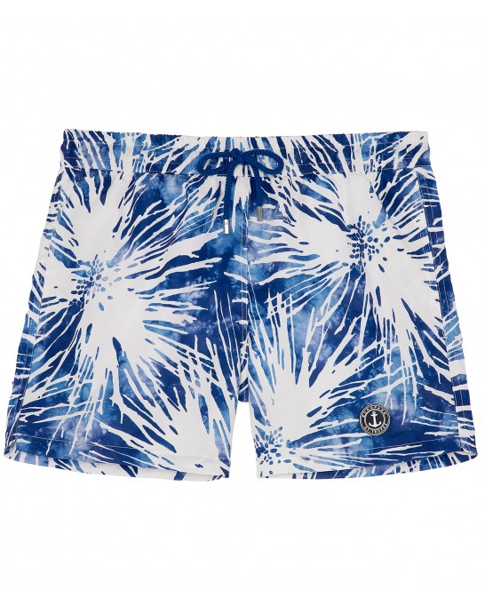 EROS - Short de bain original imprimé indigo