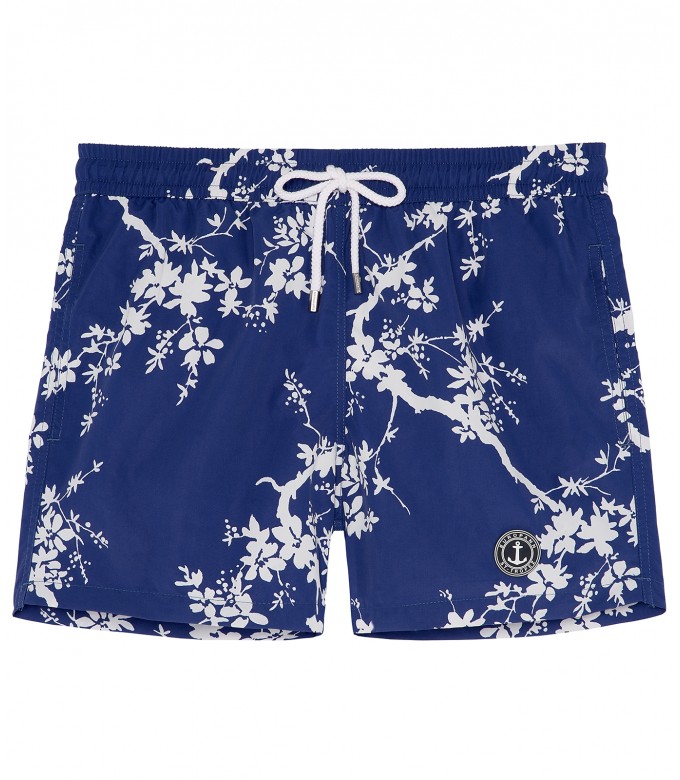 NIKO - Indigo floral print swim shorts