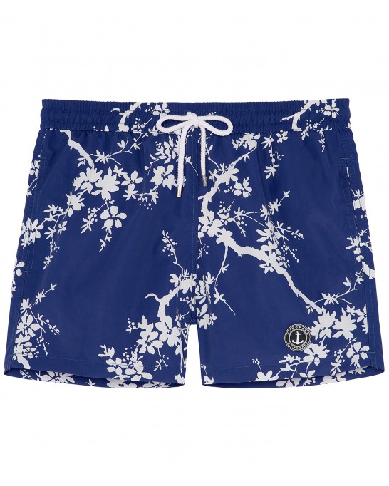 NIKO - Indigo floral print swim shorts