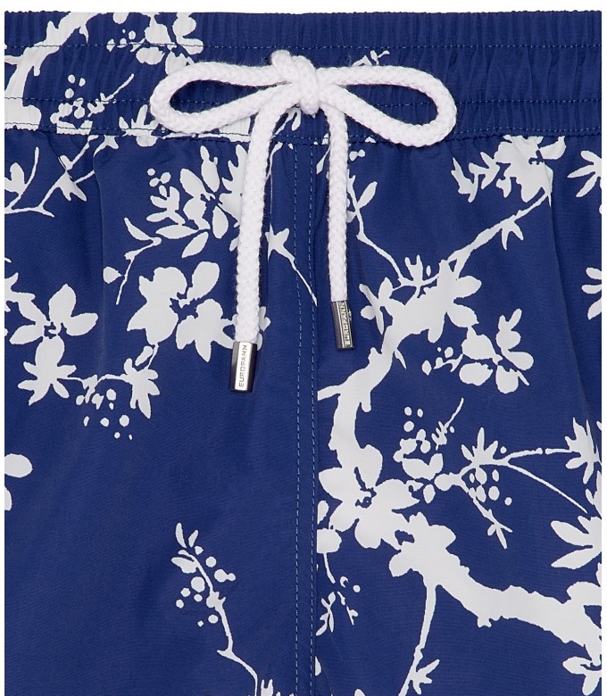 NIKO - Short de bain imprimé fleurie indigo