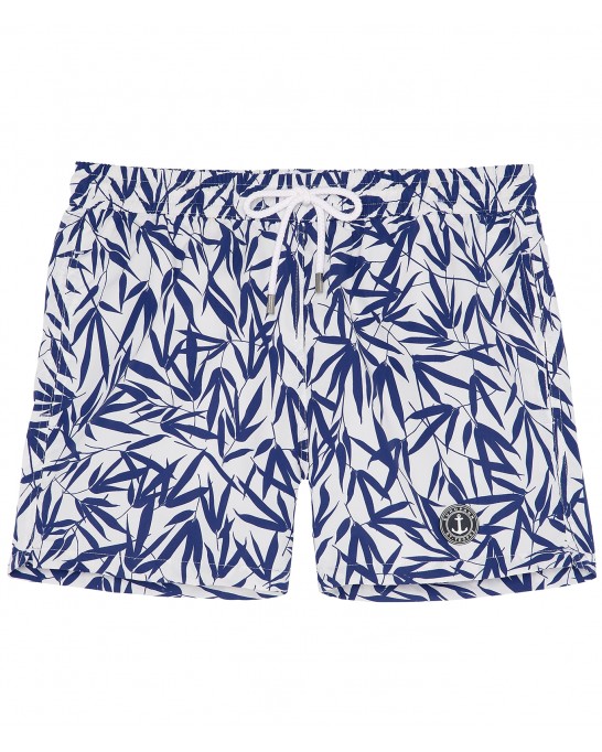 NIPON - White tropical flower print swim shorts