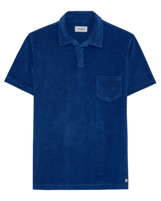 MITCH - Towelling indigo blue polo shirt