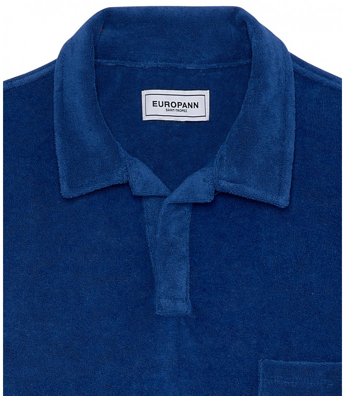MITCH - Towelling indigo blue polo shirt