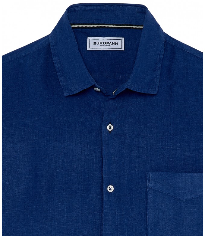 DIVA - Plain linen shirt indigo