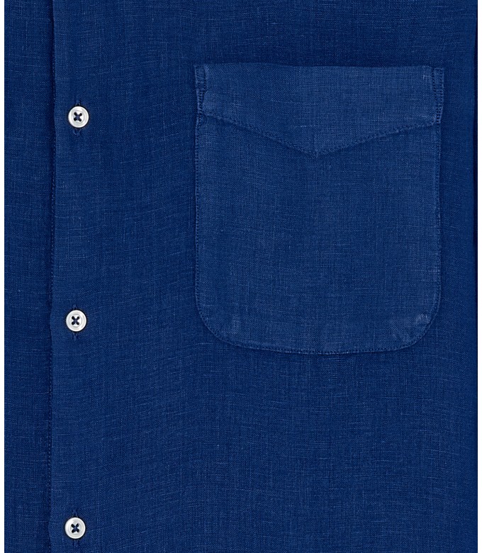 DIVA - Chemise unie lin indigo