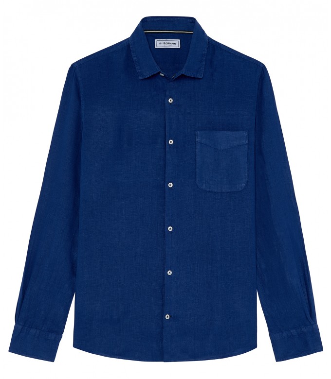 DIVA - Plain linen shirt indigo