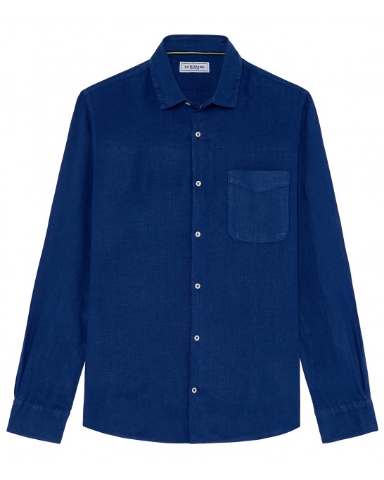 DIVA - Plain linen shirt indigo