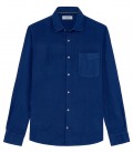 DIVA - Plain linen shirt indigo
