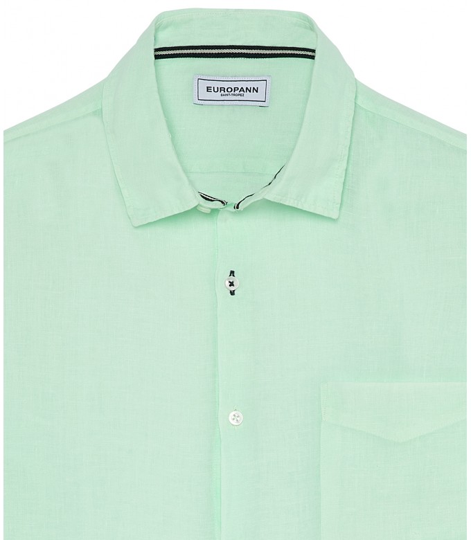 DIVA - Plain linen shirt aqua