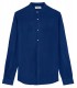 STAN - Plain linen shirt with mao collar indigo