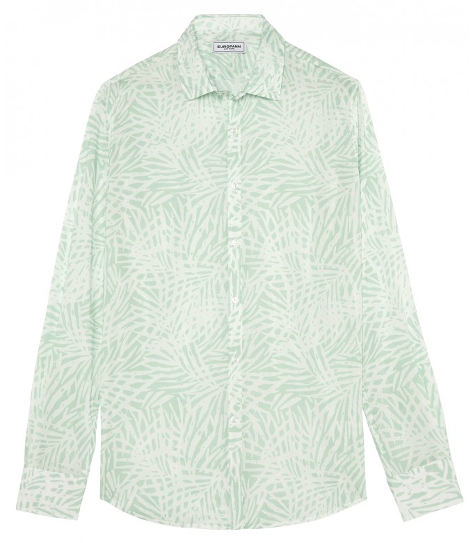 BLAISE - Aqua floral print cotton shirt