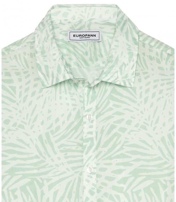 BLAISE - Aqua floral print cotton shirt