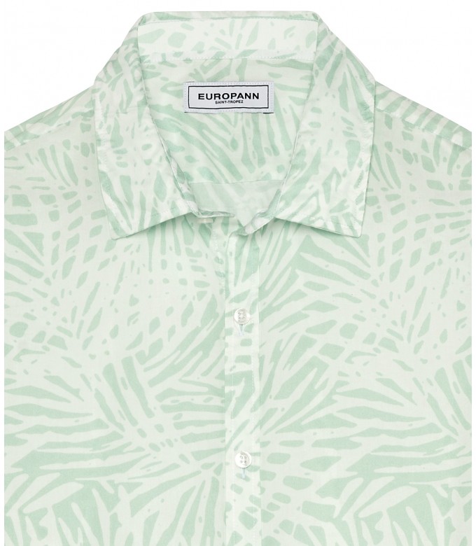 BLAISE - Aqua floral print cotton shirt