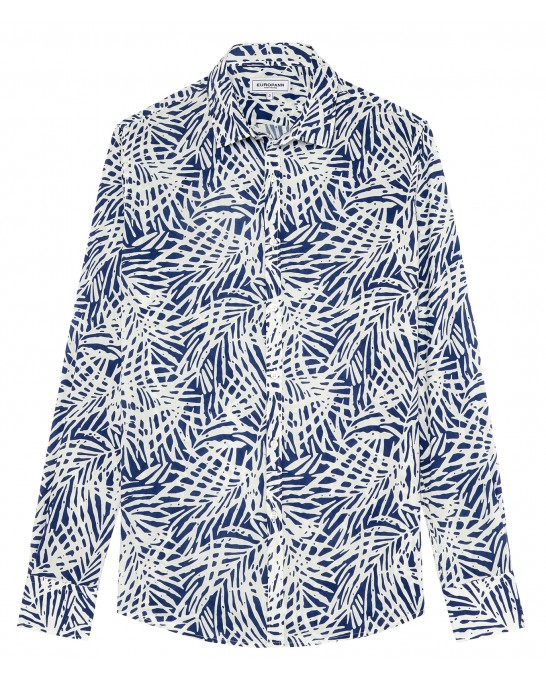 BLAISE - indigo floral print cotton shirt