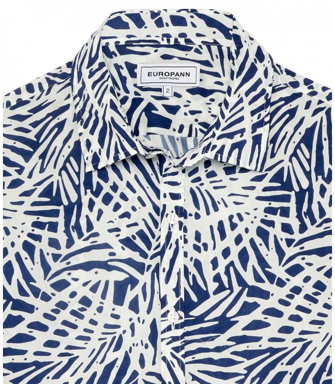 BLAISE - indigo floral print cotton shirt