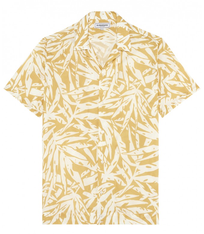 CARLOS - blond Short-sleeved printed cotton shirt