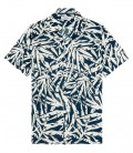 CARLOS - Navy blue Short-sleeved printed cotton shirt