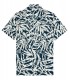 CARLOS - Navy blue Short-sleeved printed cotton shirt