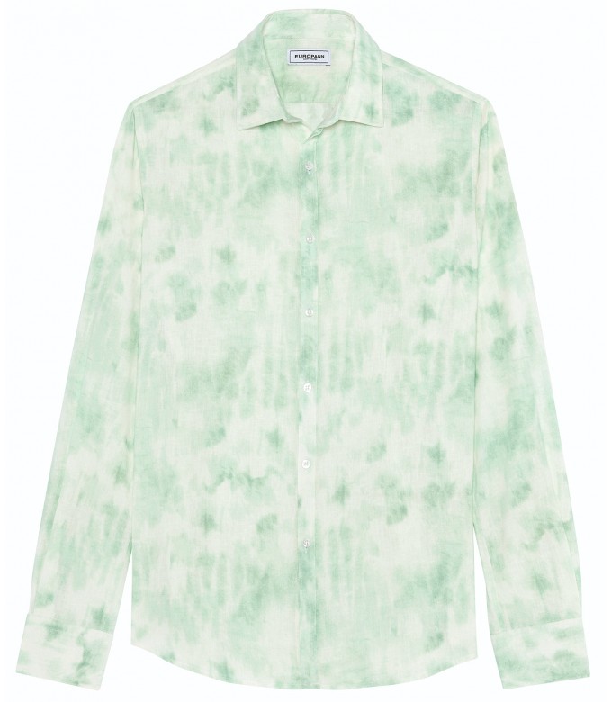 TERRY - Chemise en lin imprimé tye & diy aqua