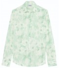 TERRY - Tye & diy aqua print linen shirt