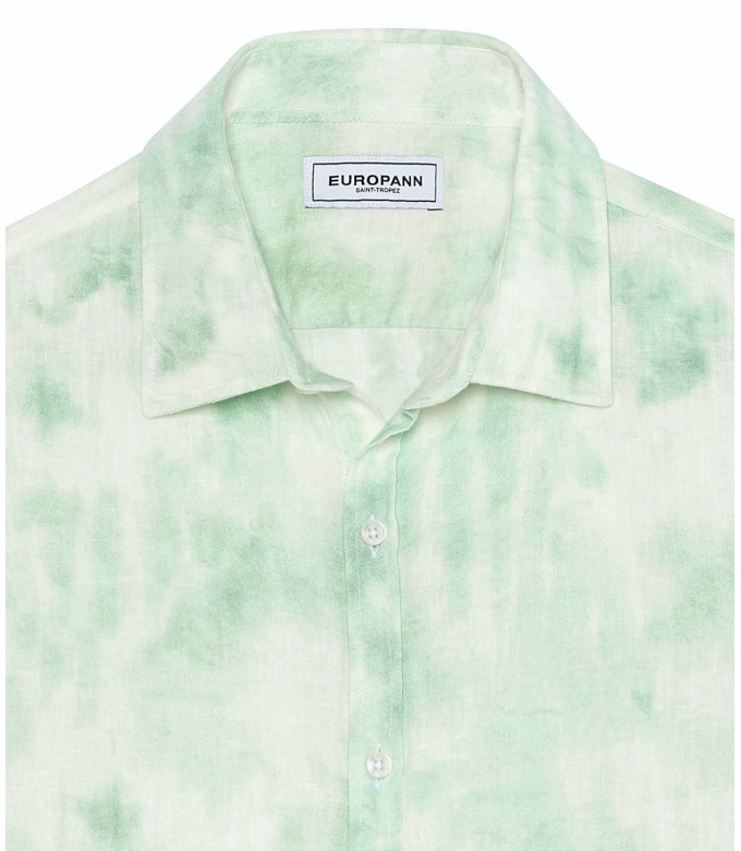 TERRY - Chemise en lin imprimé tye & diy aqua