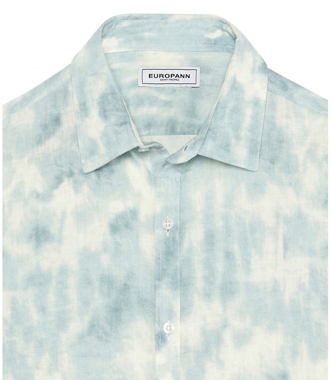 TERRY - Tye & diy sky blue print linen shirt