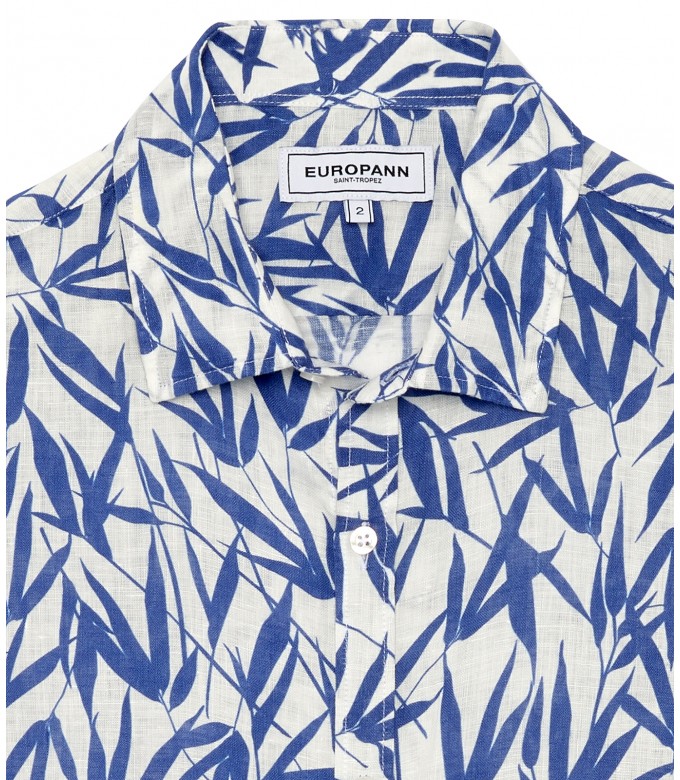 YOKO - White bamboo print linen shirt