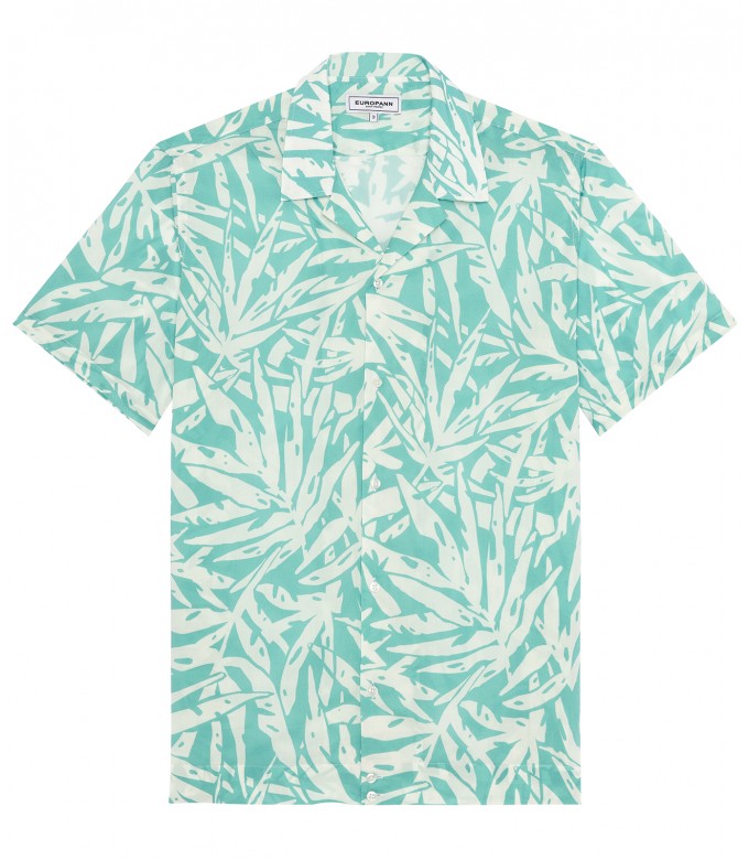 CARLOS - Chemise manches courtes imprimé en coton bleu