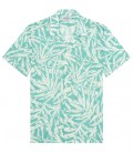 CARLOS - Blue short-sleeved printed cotton shirt