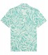 CARLOS - Blue short-sleeved printed cotton shirt