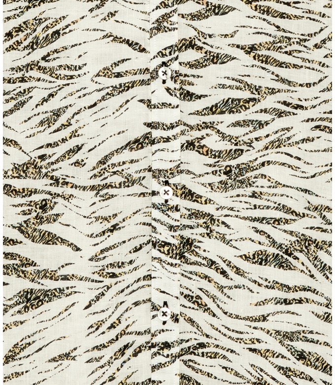 ZACO - White animal print linen shirt