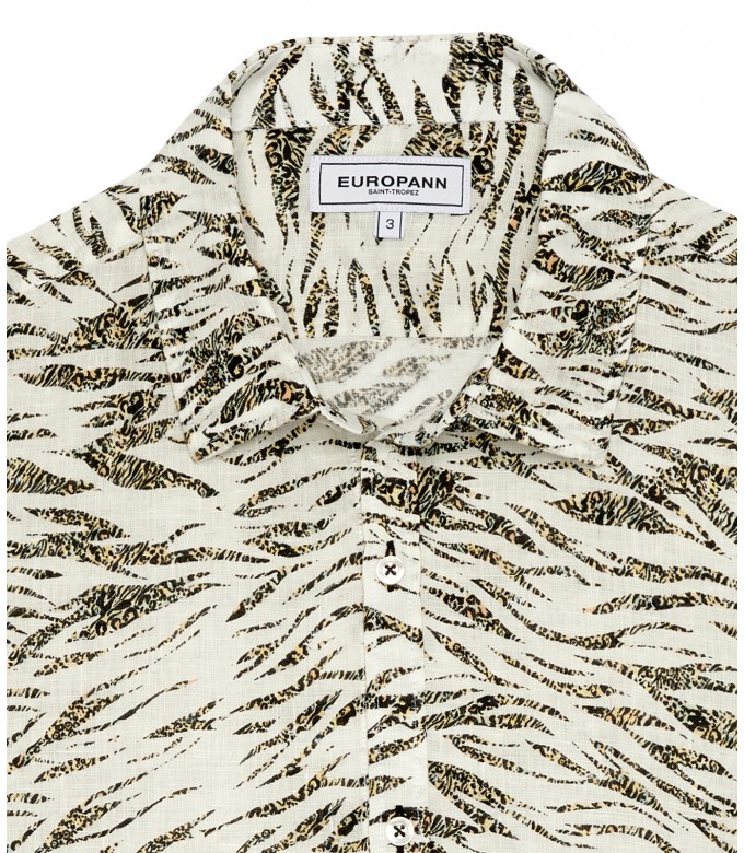 ZACO - White animal print linen shirt