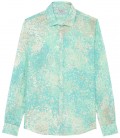 EMILIO - Chemise lin imprime original aqua