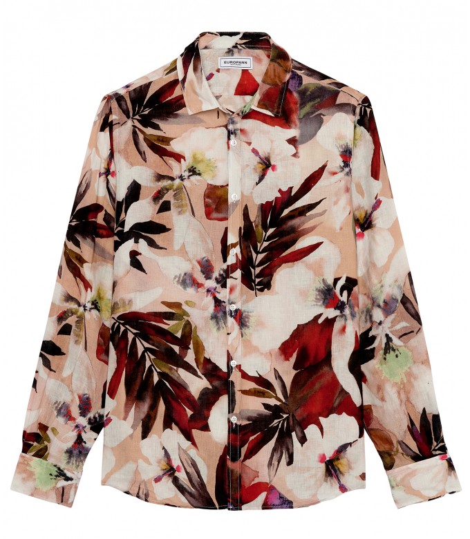 LENNY - Pale floral print linen shirt