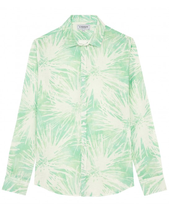 MYLAN - Aqua floral print linen shirt