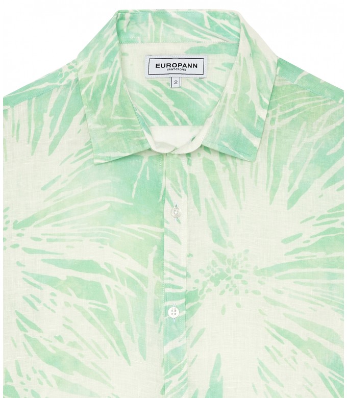 MYLAN - Aqua floral print linen shirt