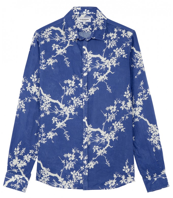 HIRIO - Indigo Japanese print cotton shirt