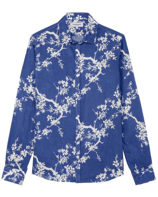HIRIO - Indigo Japanese print cotton shirt