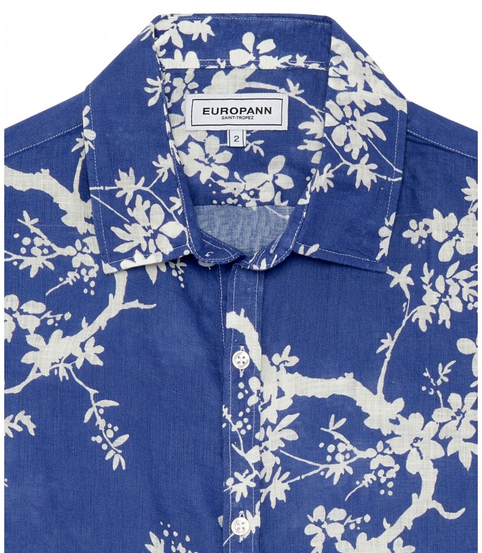 HIRIO - Indigo Japanese print cotton shirt