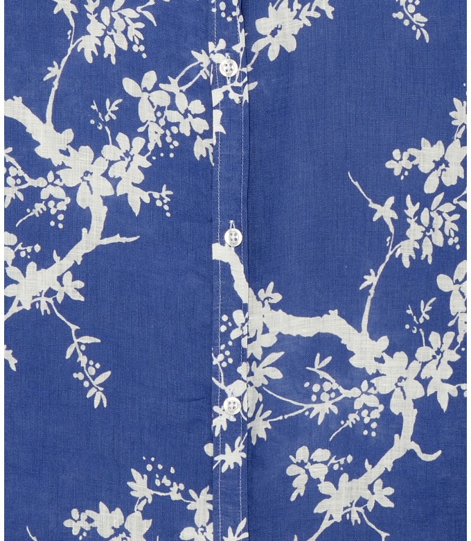 HIRIO - Chemise coton imprimé japonais indigo