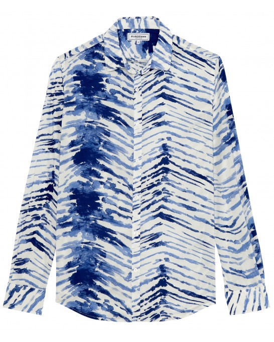 LUCIAN - Indigo tye&die printed cotton shirt