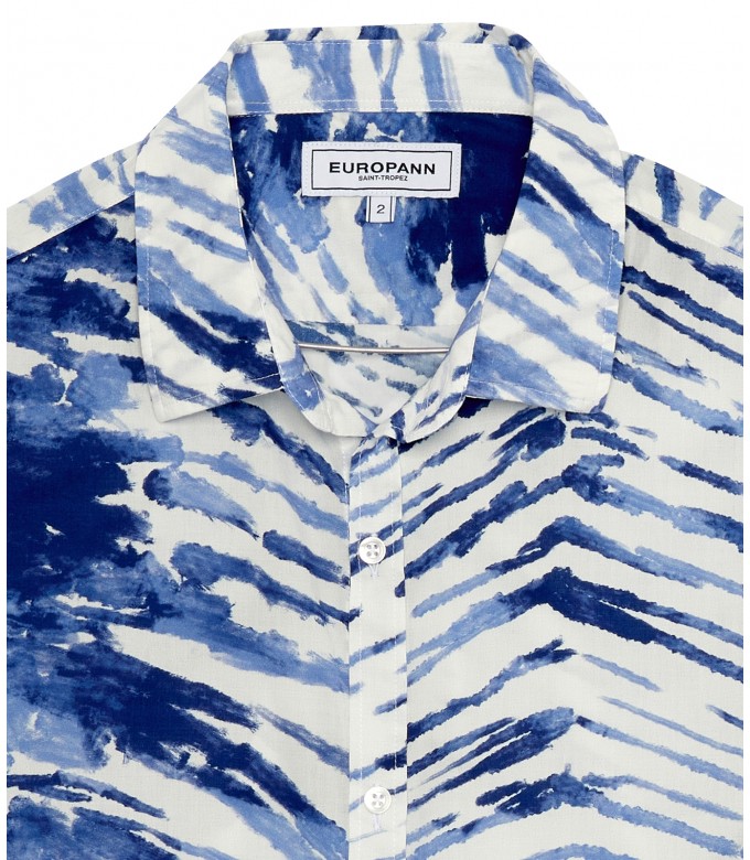 LUCIAN - Indigo tye&die printed cotton shirt