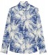 MYLAN - Chemise en lin imprimé fleurie indigo
