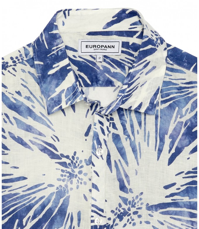MYLAN - Indigo floral print linen shirt
