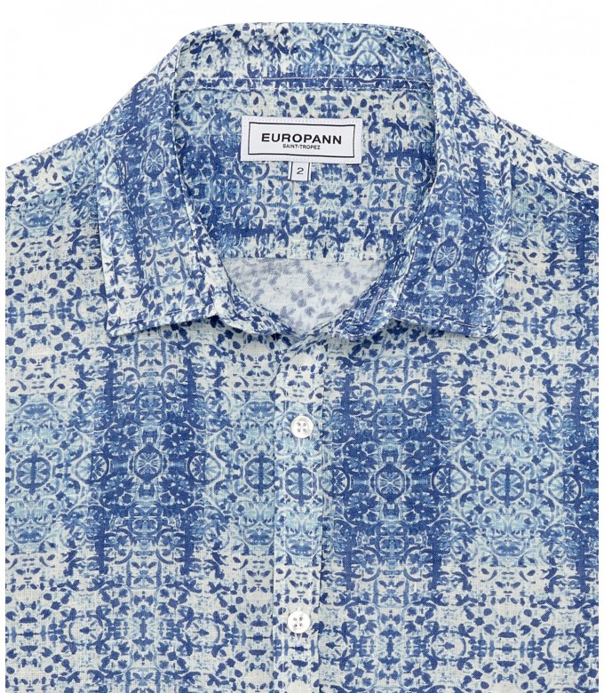 TIMY - Indigo printed linen shirt