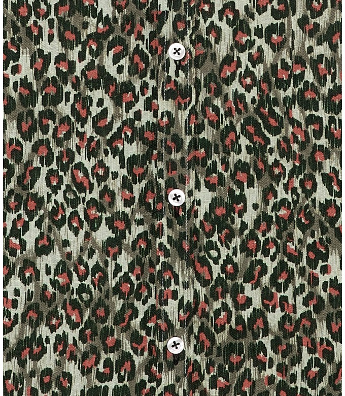 SAM - Aqua leopard print linen shirt