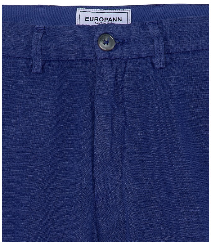 COLORADO - Indigo relaxed linen Bermuda shorts